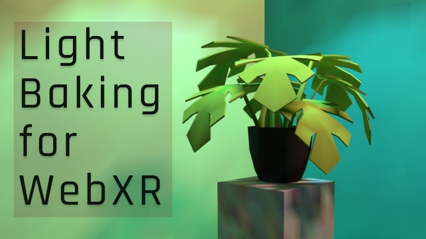 An example of the vertex baking lighting technique on a model of a potted plant.
